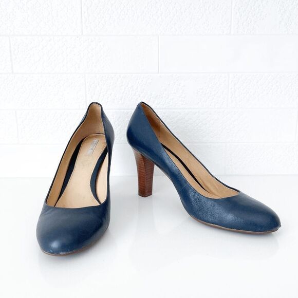 Geox Respira Womens Leather Slip On Almond Toe Pump High Heels Blue Size 39 - Picture 1 of 5